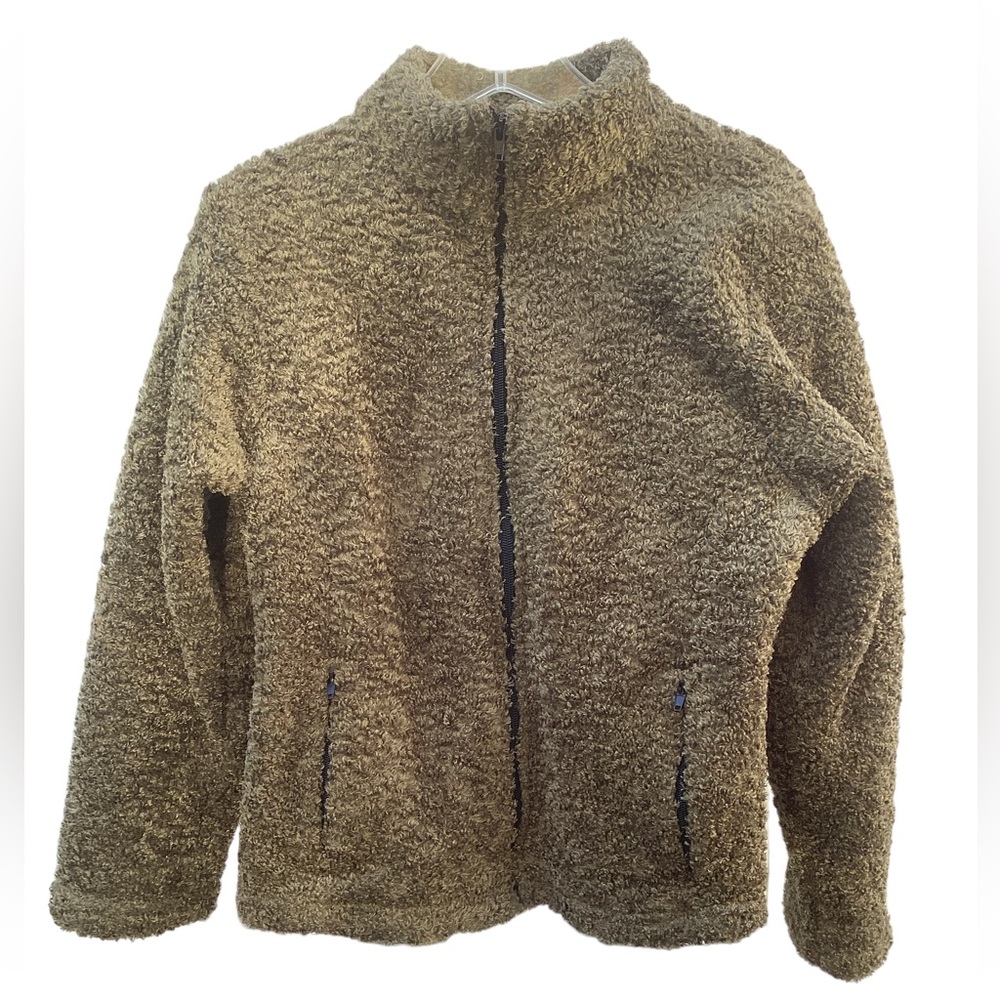 Made in USA🇺🇸 Gorgeous Army Green Fitted Fleece Jacket Black Diamond M